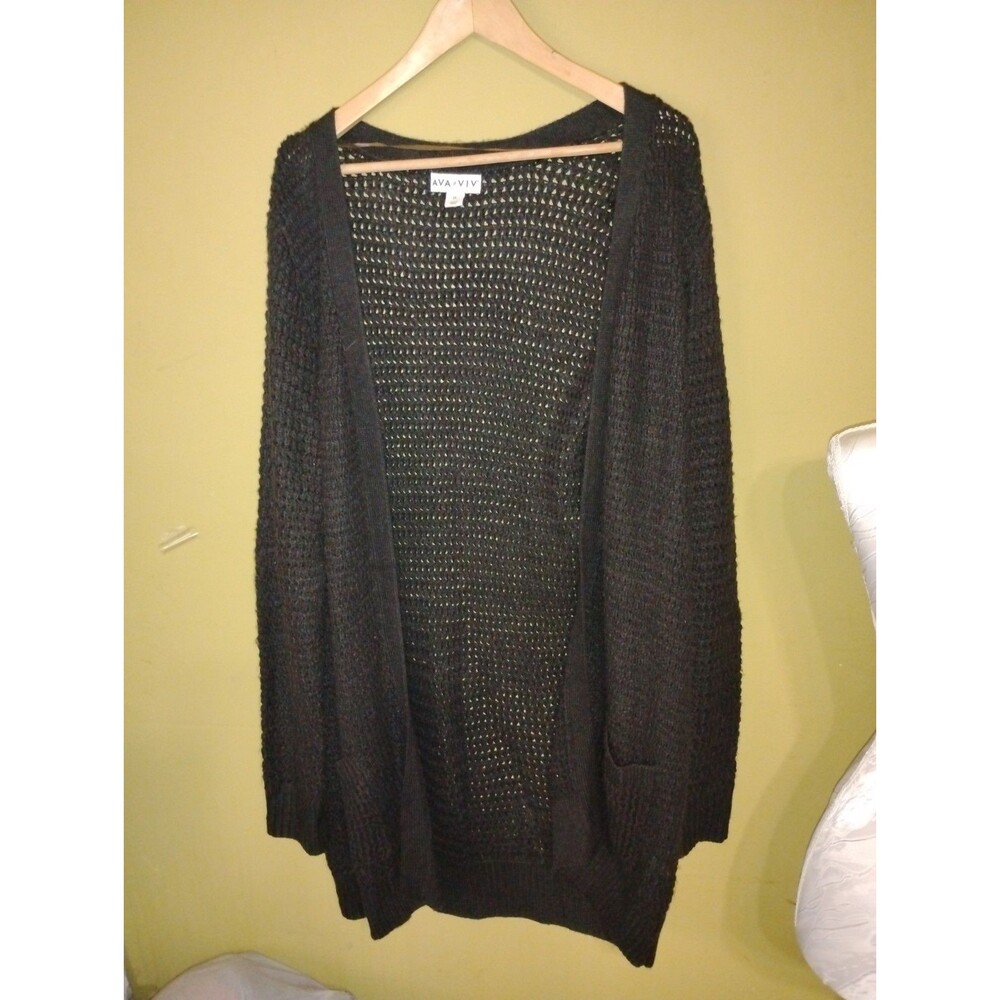 Ava Viv Cardigan Sweater 2X Loose knit pockets open front Whimsigoth Y2K 90s